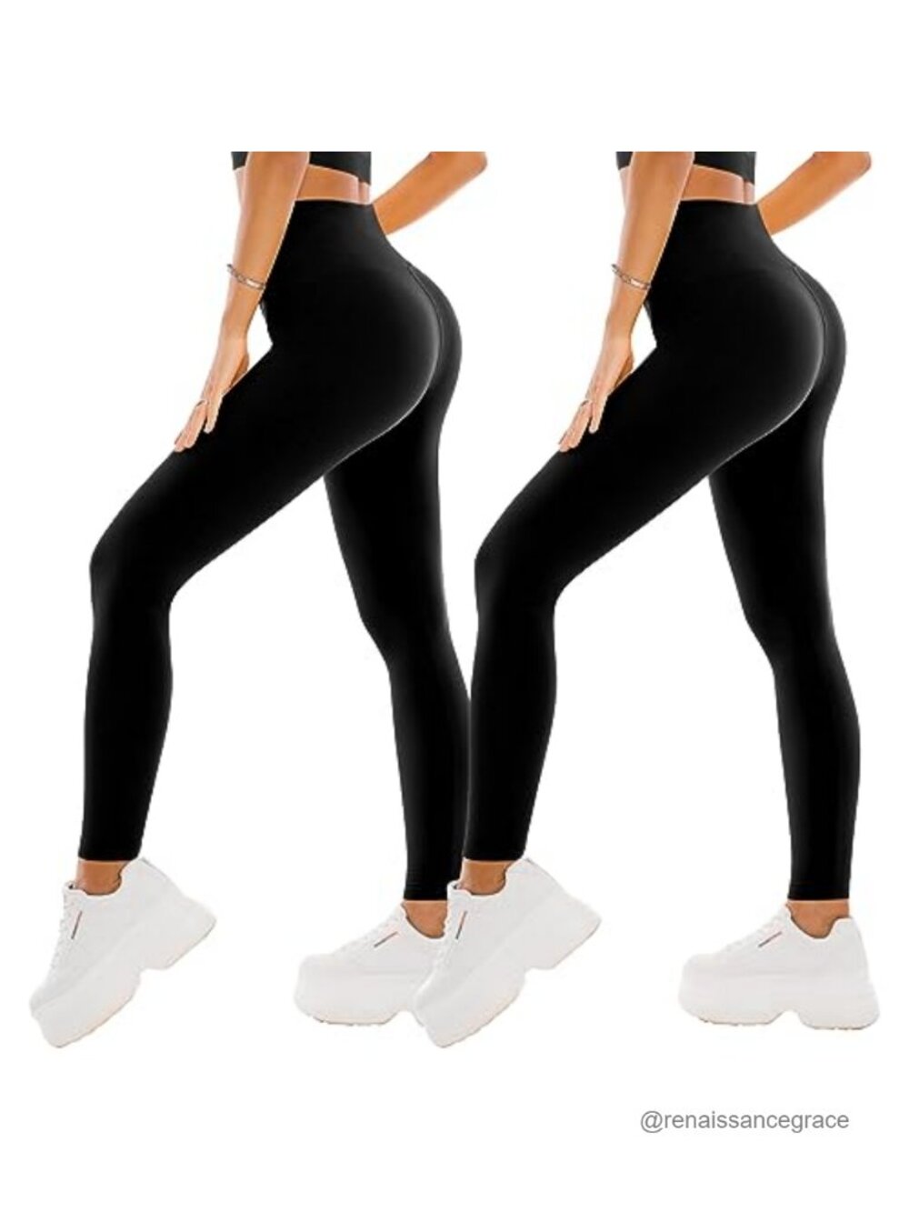 2 Pack High Waisted Leggings Women Tummy Control Yoga